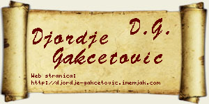 Đorđe Gakčetović vizit kartica